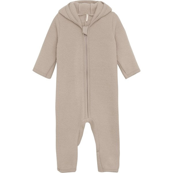 Huttelihut Pram Suit Ears Wool Fleece Dust Melange