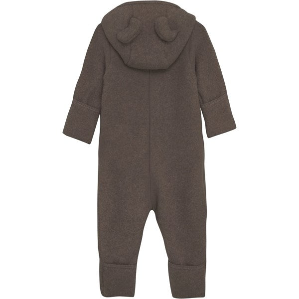 Huttelihut Pram Suit Ears Wool Fleece Dark Brown Melange 3