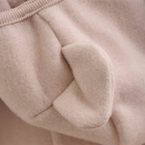 Huttelihut Pram Suit Ears Cotton Fleece Almond Peach 2