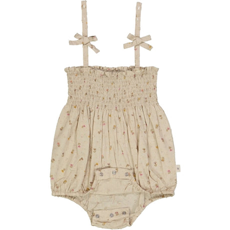 Wheat Fossil Flowers Dot Lucie Romper 2