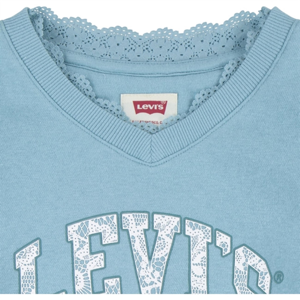 Levi's Lace Trim V-neck Blouse Aqua Sea Blue 2