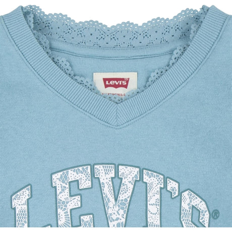 Levi's Lace Trim V-neck Blouse Aqua Sea Blue 2