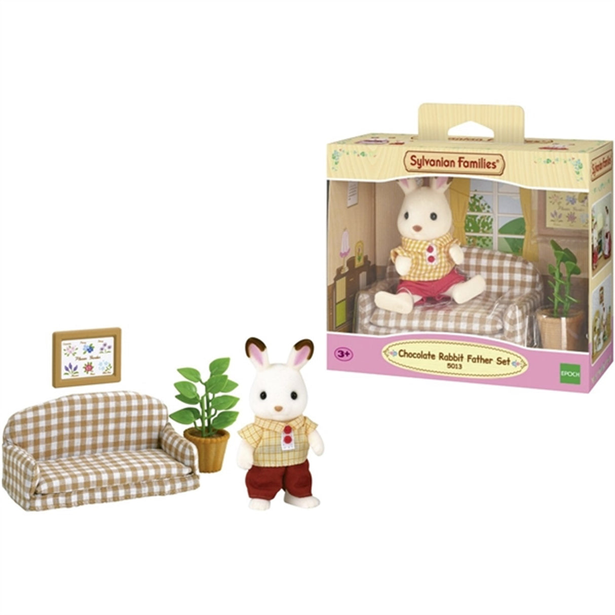 Sylvanian Families® Chocolate Rabbit Father Set (Settee) 4