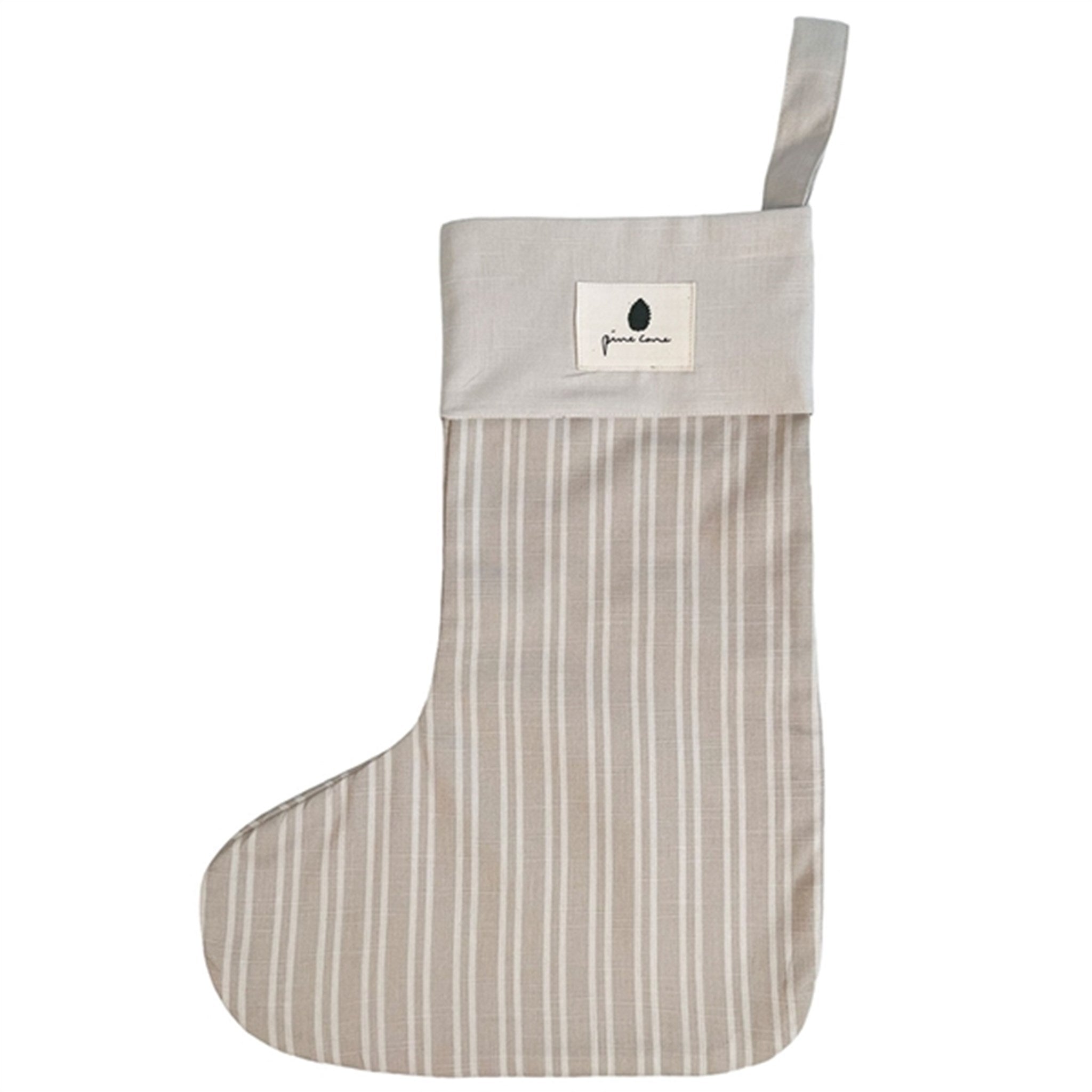 Pine Cone Grandma's Christmas Sock Julesok Beige Stripe