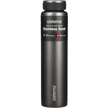 Sistema Stainless Steel Water Bottle 280 ml Dark Grey