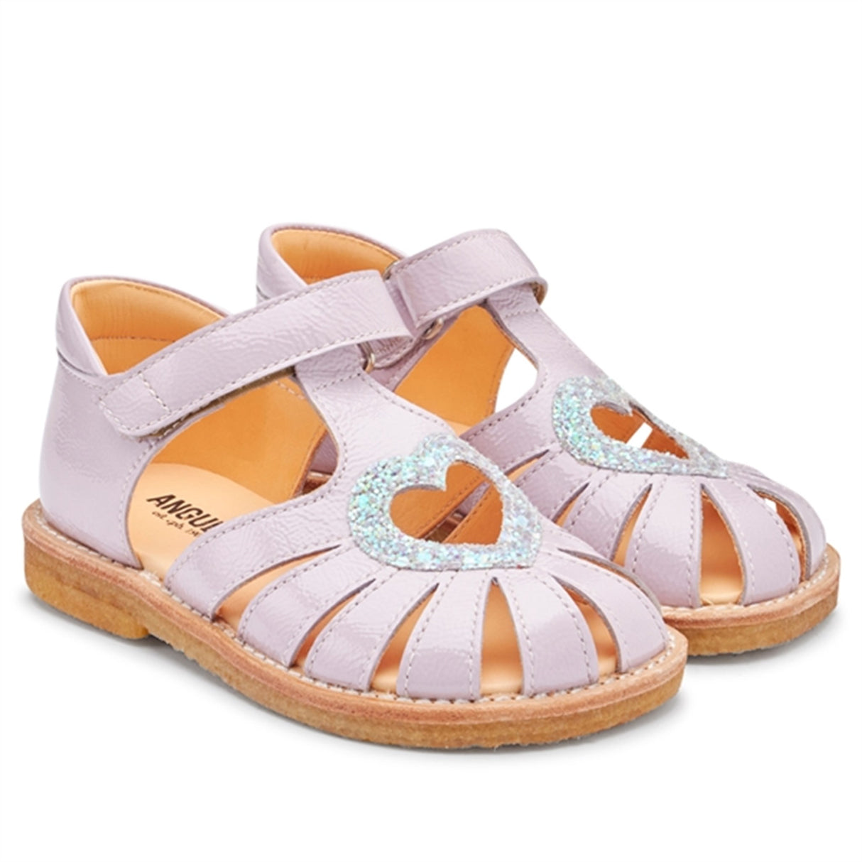 Angulus Hjerte Sandal W. Velcro Light Lilac/Mint Glitter