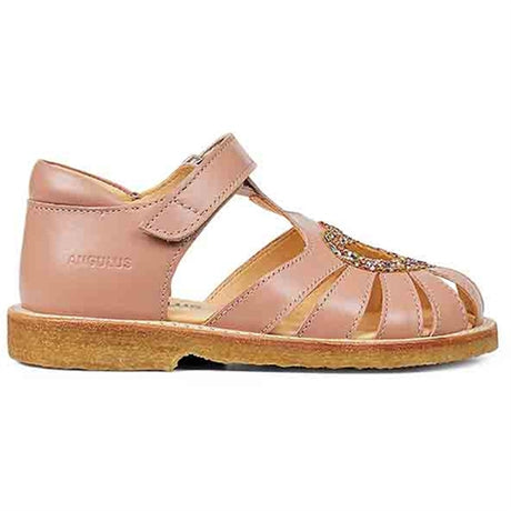 Angulus Hjerte Sandal W. Velcro Dark Peach/Multi Glitter 2