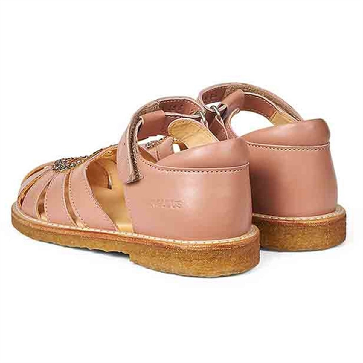 Angulus Hjerte Sandal W. Velcro Dark Peach/Multi Glitter 3