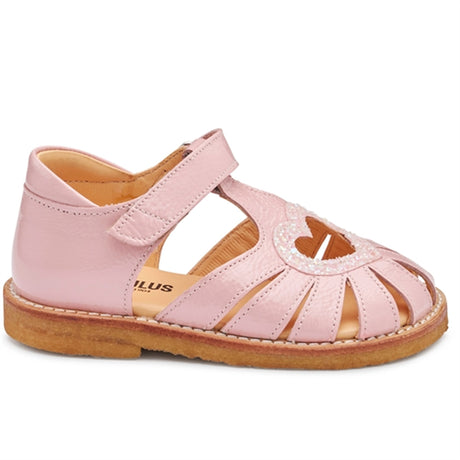 Angulus Hjerte Sandal W. Velcro Rose/Rose Glitter 2