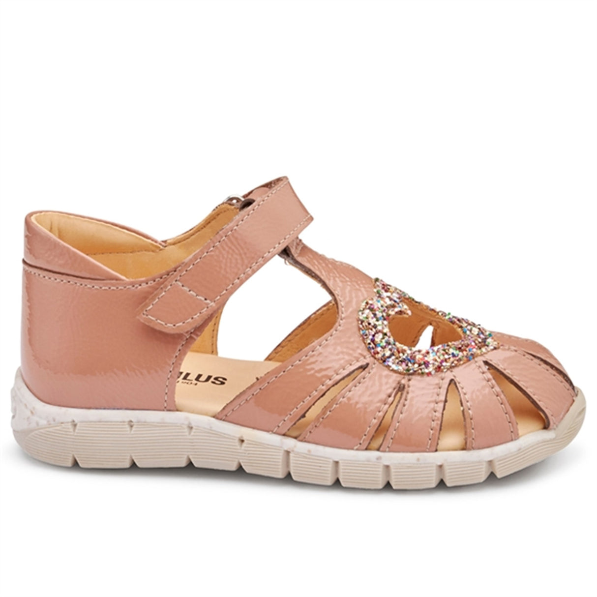 Angulus Heart Sandal W. Velcro Dark Peach/Multi Glitter 2