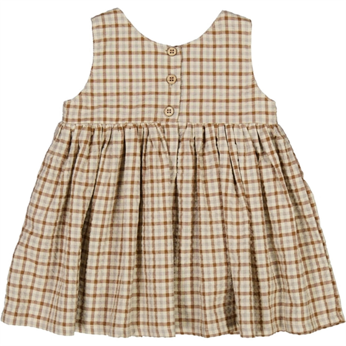 Wheat Golden Dove Check Pinafore Wrinkles Dress 3