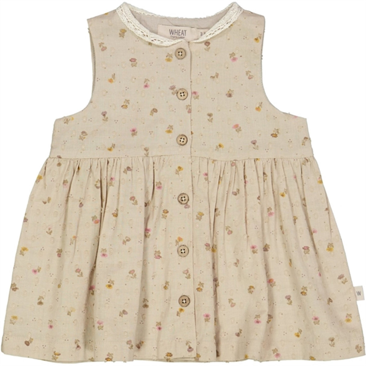 Wheat Fossil Flowers Dot Josephine Dress