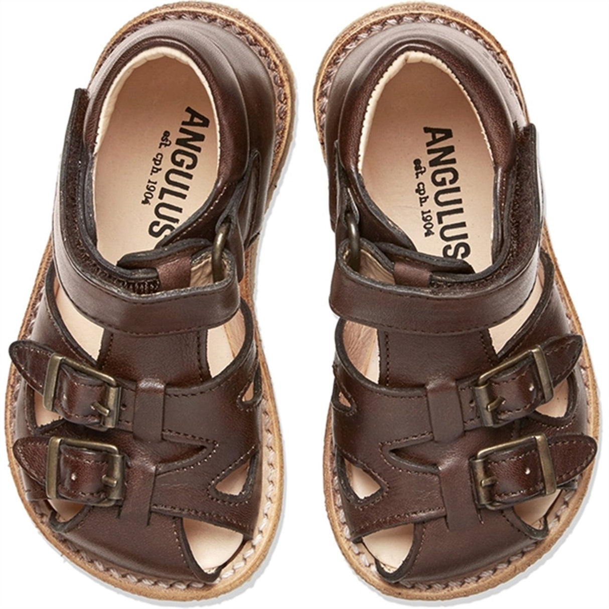 Angulus Starter Sandal W. Velcro And Buckles Dark Brown 3