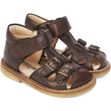 Angulus Starter Sandal W. Velcro And Buckles Dark Brown