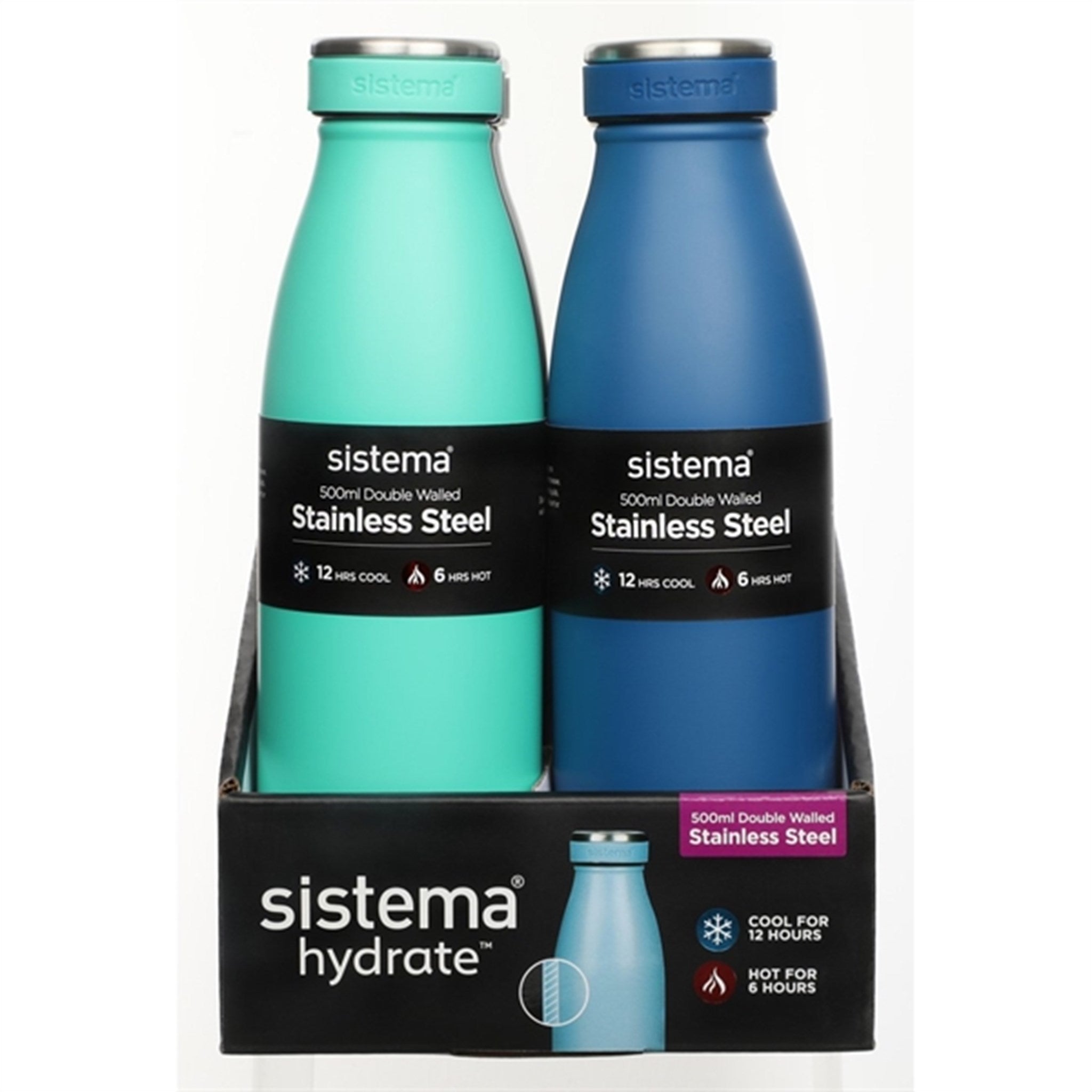 Sistema Stainless Steel Drink Bottle 500 ml Ocean Blue 2