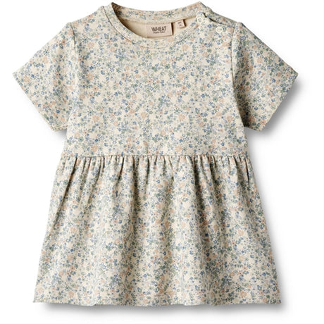 Wheat Sandshell Mini Flowers Jersey Dress Anna