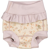 Wheat Purple Poppy Flowers Ruffle Neopren Swim Pants