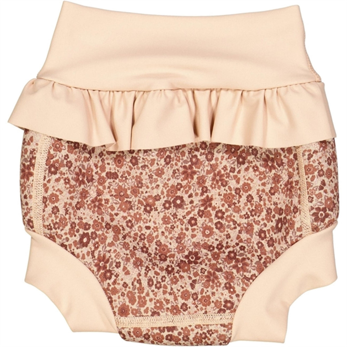 Wheat Red Flower Meadow Ruffle Neopren Swim Pants 3