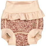 Wheat Red Flower Meadow Ruffle Neopren Swim Pants