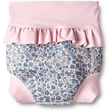 Wheat Blue Flower Meadow Neoprene Swim Pants Ruffle 2