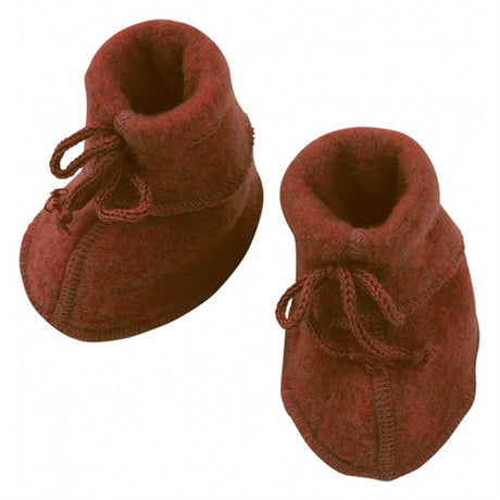 Engel Baby Booties w. Ribbon Cinnamon Melange