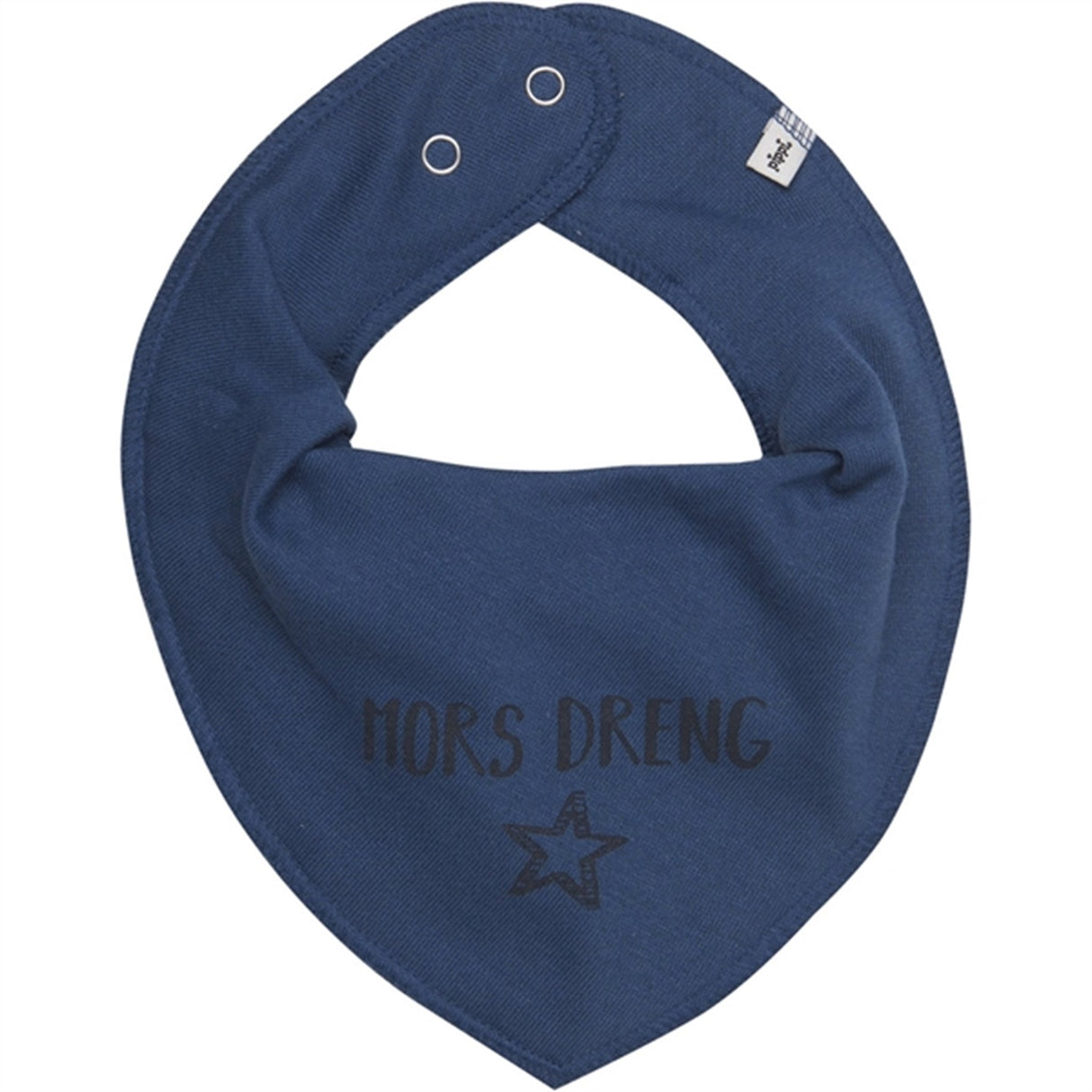 Pippi Bandana Bib with Text Dark Denim