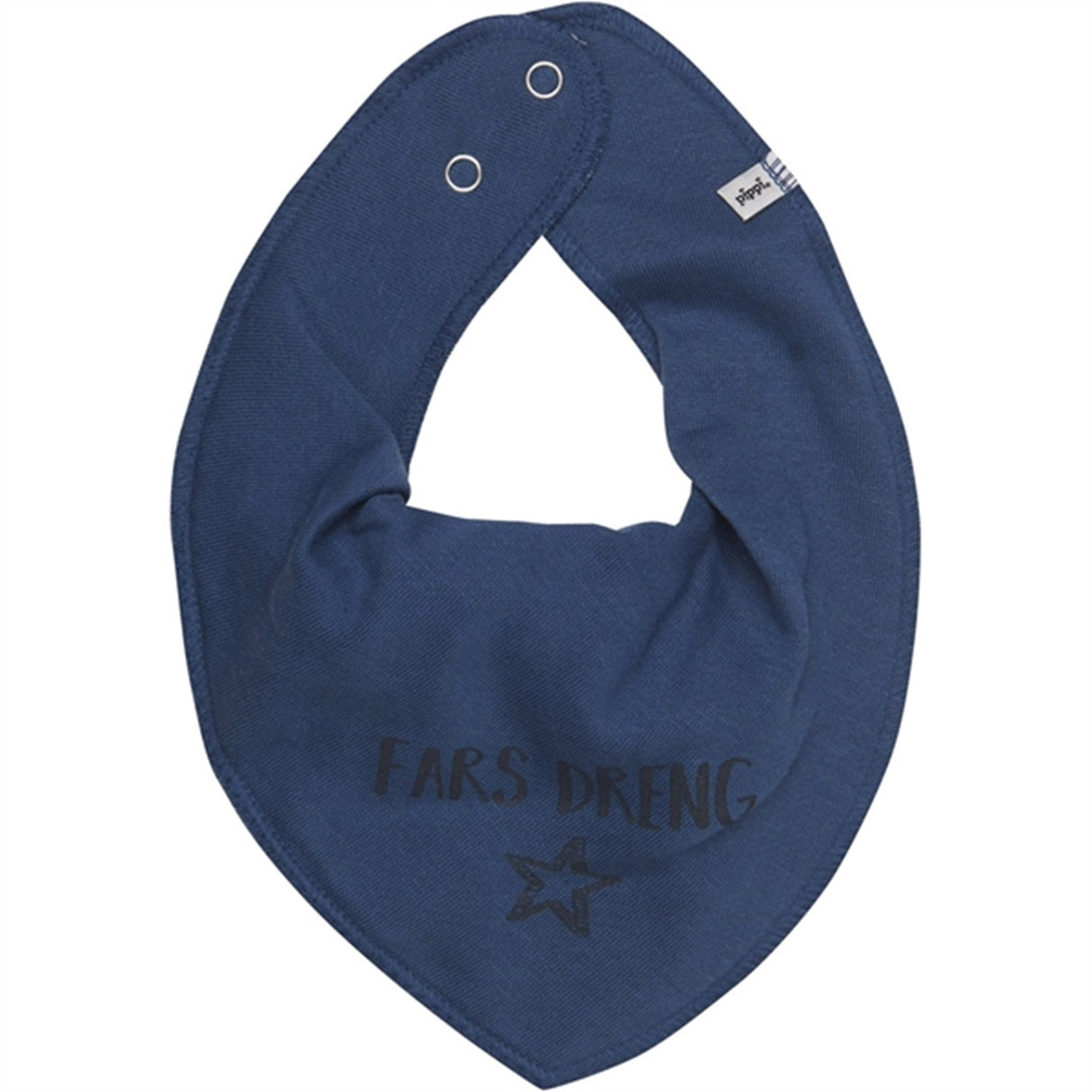 Pippi Bandana Bib with Text Dark Denim