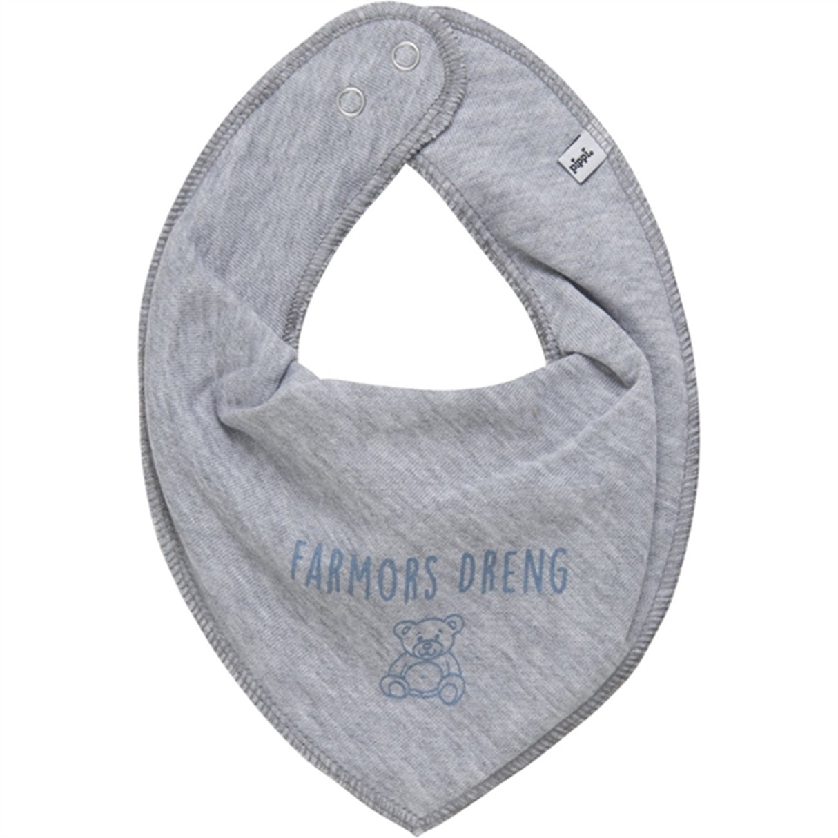 Pippi Bandana Bib with Text Grey Melange