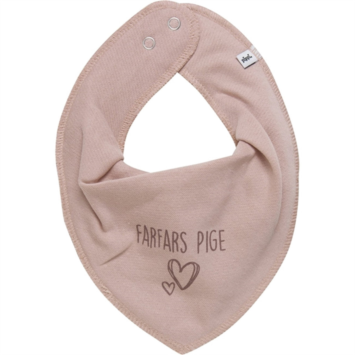 Pippi Bandana Bib with Text Misty Rose