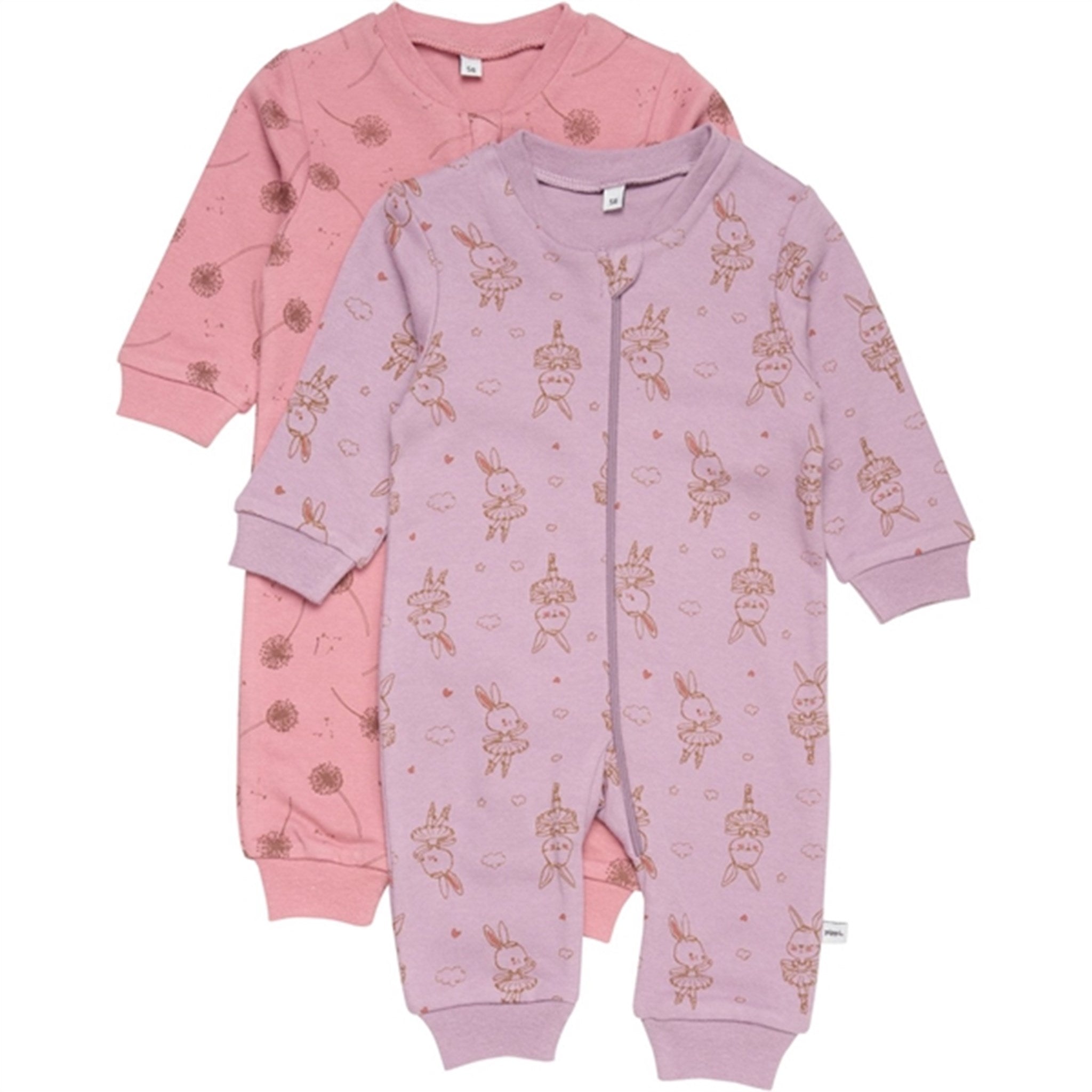 Pippi Nightsuit with Zipper 2-pack Dusty Rose