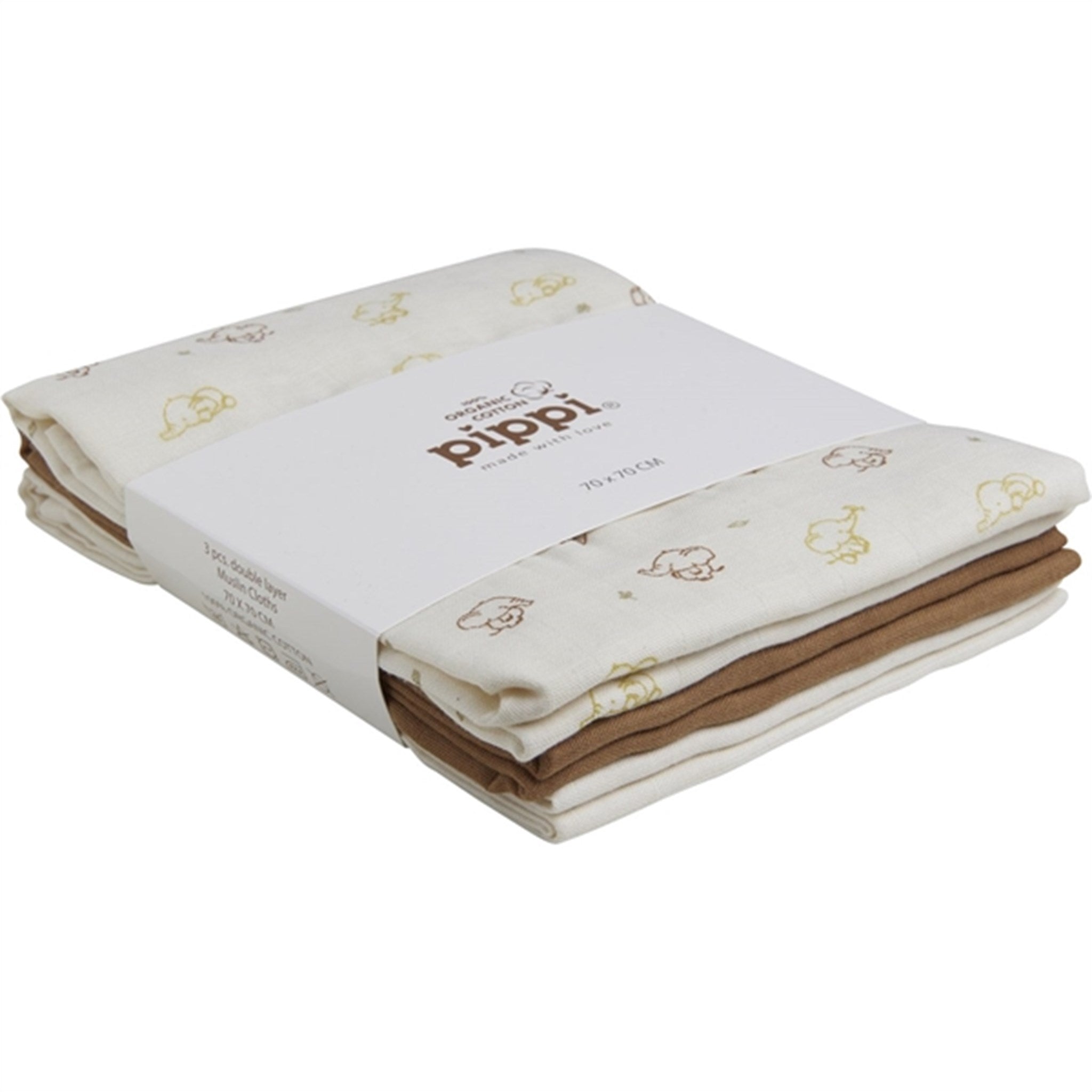 Pippi Organic Muslin Cloths 4-pack Toasted Coconut