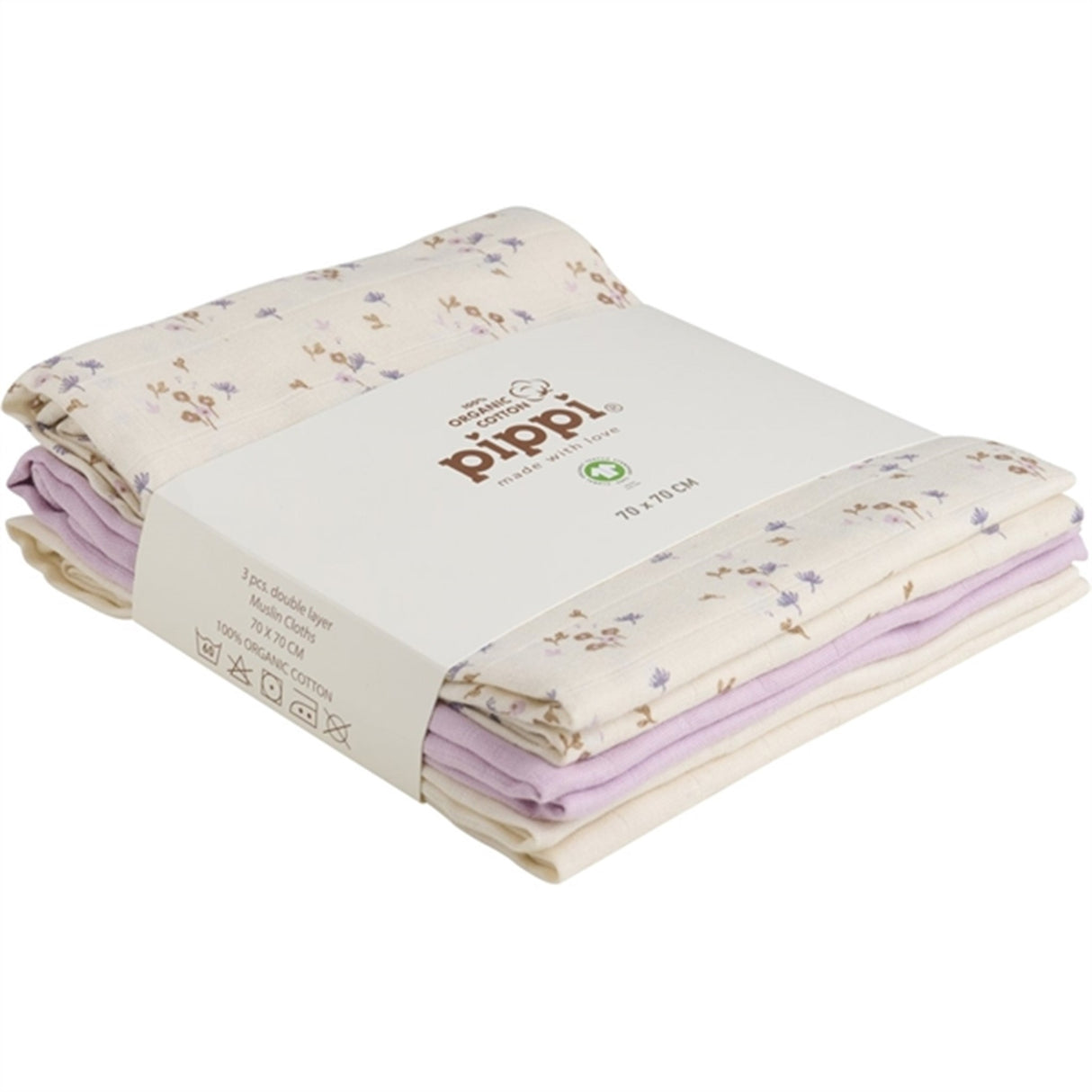 Pippi Organic Muslin Cloths 4-pack Burnished Lilac