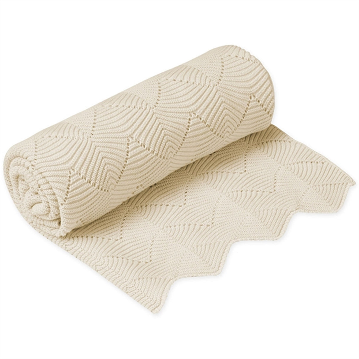 Cam Cam Copenhagen Baby Scallop Knit Blanket Natural