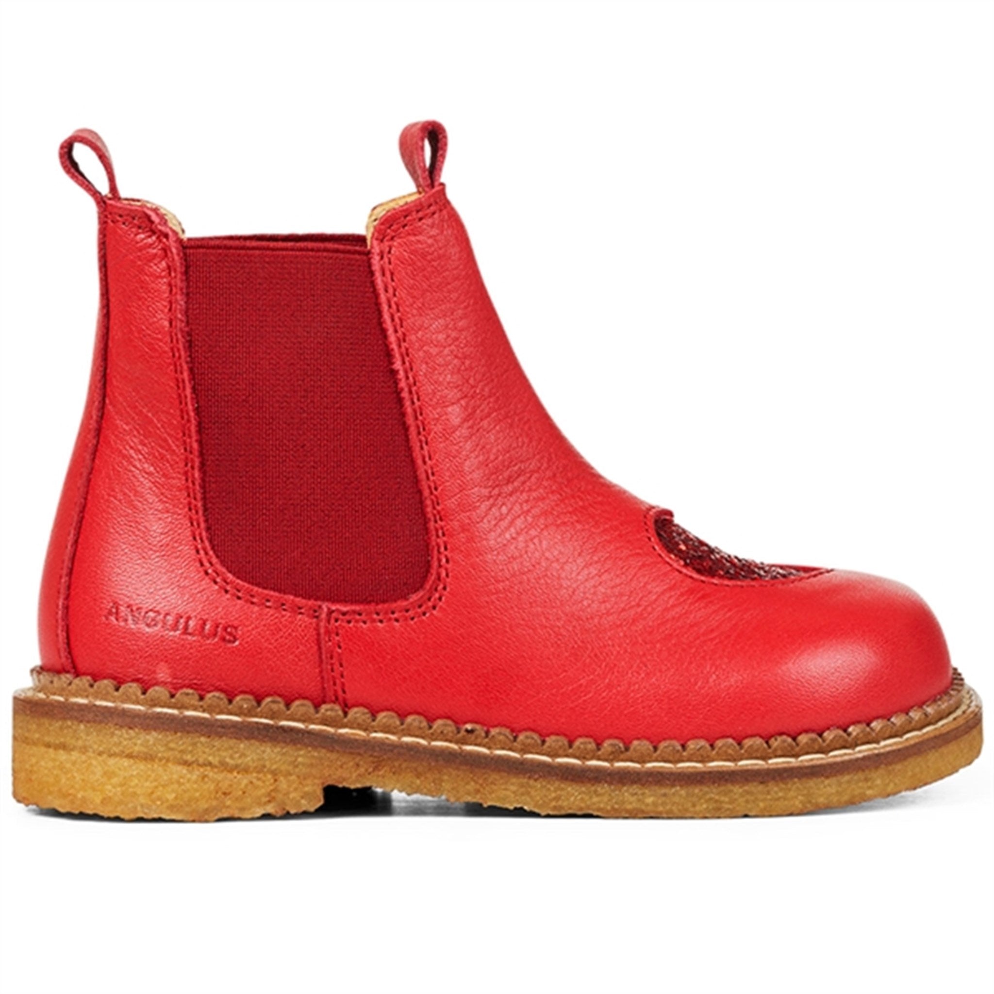 Angulus Chelsea Boots With Heart Red/Red Glitter/Red Elastic 2