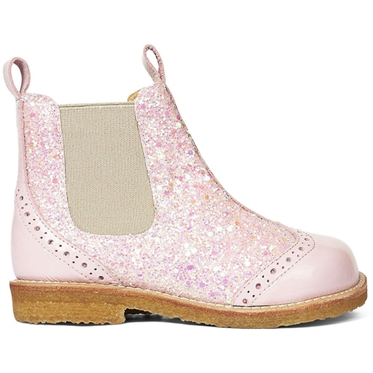 Angulus Chelsea Støvlet W. Elastic Band Rose/Rose Glitter/Beige 2