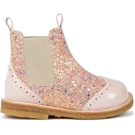 Angulus Chelsea Boots Pale Rose/Rose Glitter/Beige Elastic 2