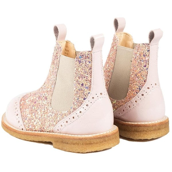 Angulus Chelsea Boots Pale Rose/Rose Glitter/Beige Elastic 4