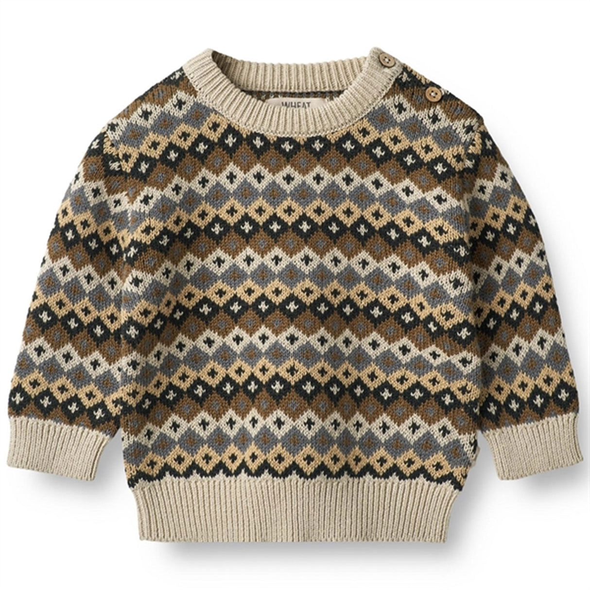 Wheat Multi Blue Elias Jacquard Pullover