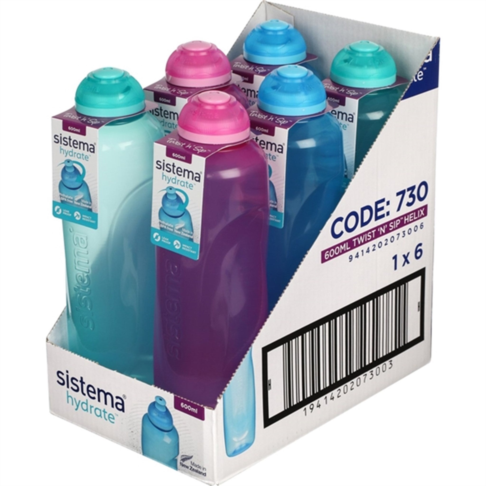 Sistema Twist 'n' Sip Helix Water Bottle 600 ml Blue 2