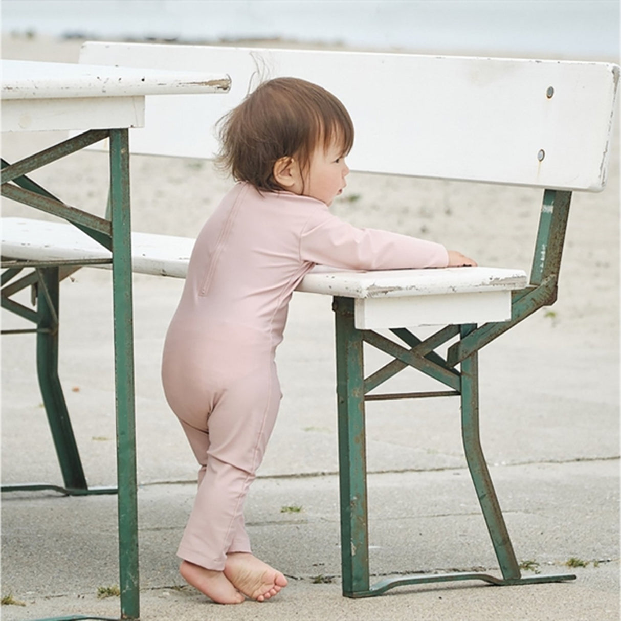 Petit Crabe Rose Nude Palma Onesie with Zipper 5