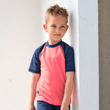 Petit Crabe Nectarine/Blue Raglan UV Swim Shirt