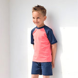 Petit Crabe Nectarine/Blue Raglan UV Swim Shirt