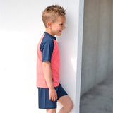 Petit Crabe Nectarine/Blue Raglan UV Swim Shirt