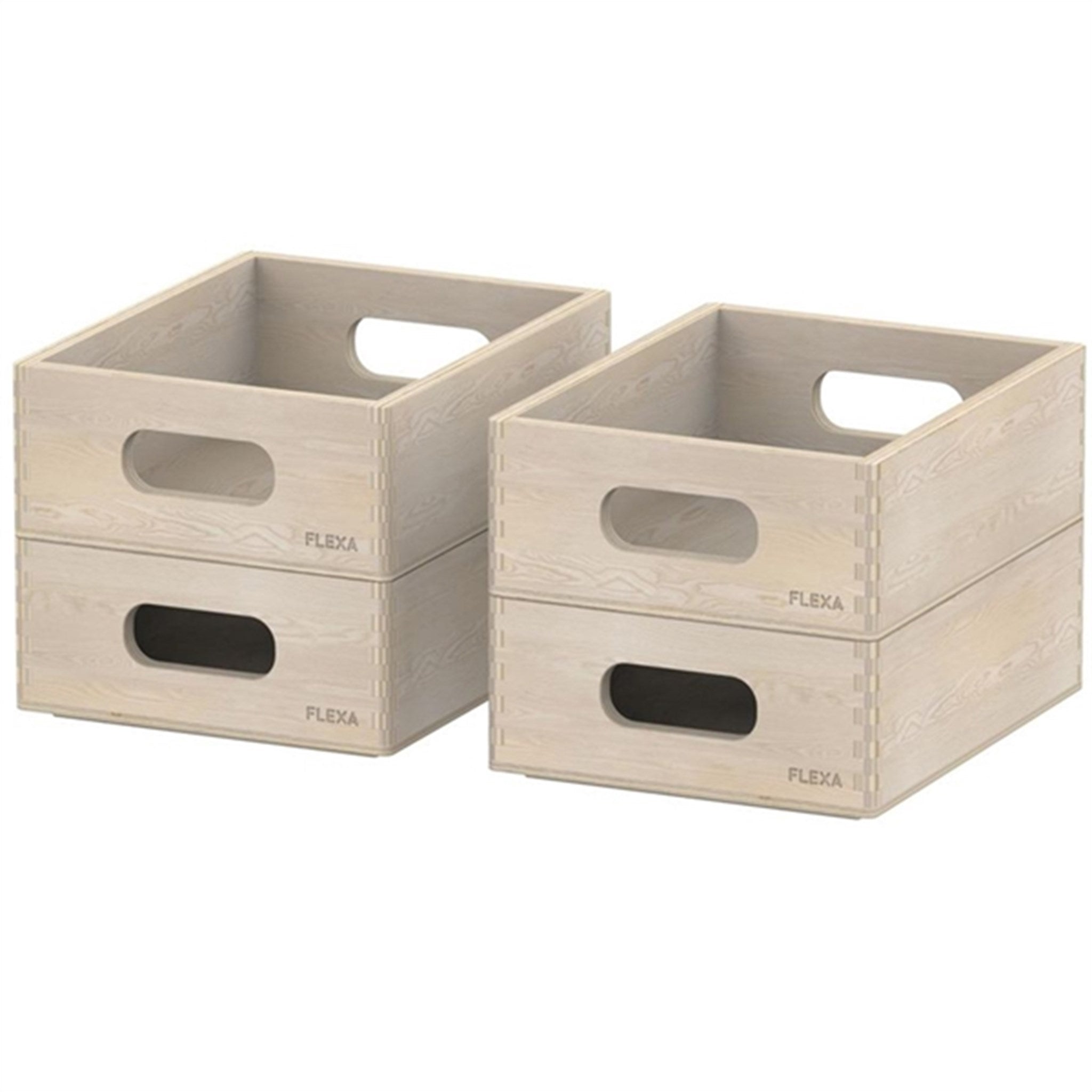 FLEXA PLAY Wooden Storage Box Set Mini Natural