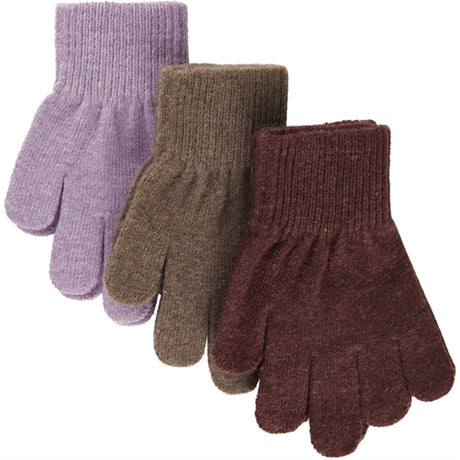 Mikk-Line Magic Gloves 3-pack Dark Mink-Slate Black-Chalk Violet