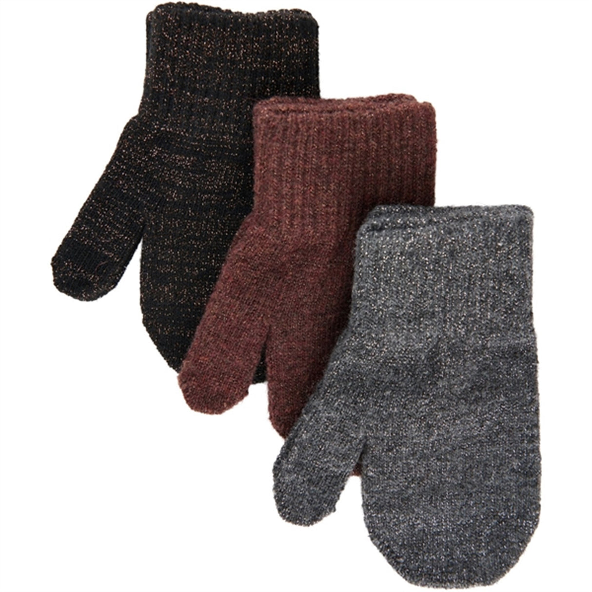 Mikk-Line Magic Mittens 3-pack Dark Mink-Black-Antrazite