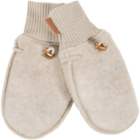 Mikk-Line Wool Mittens Melange Offwhite