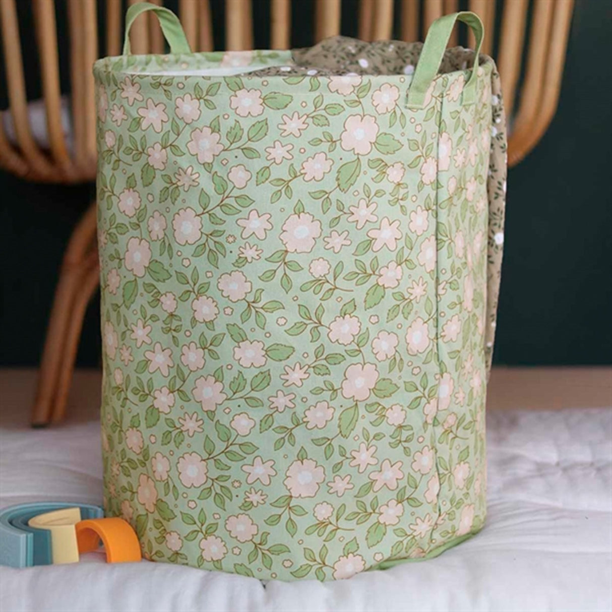 A Little Lovely Company Storage Basket Blossoms Sage 3