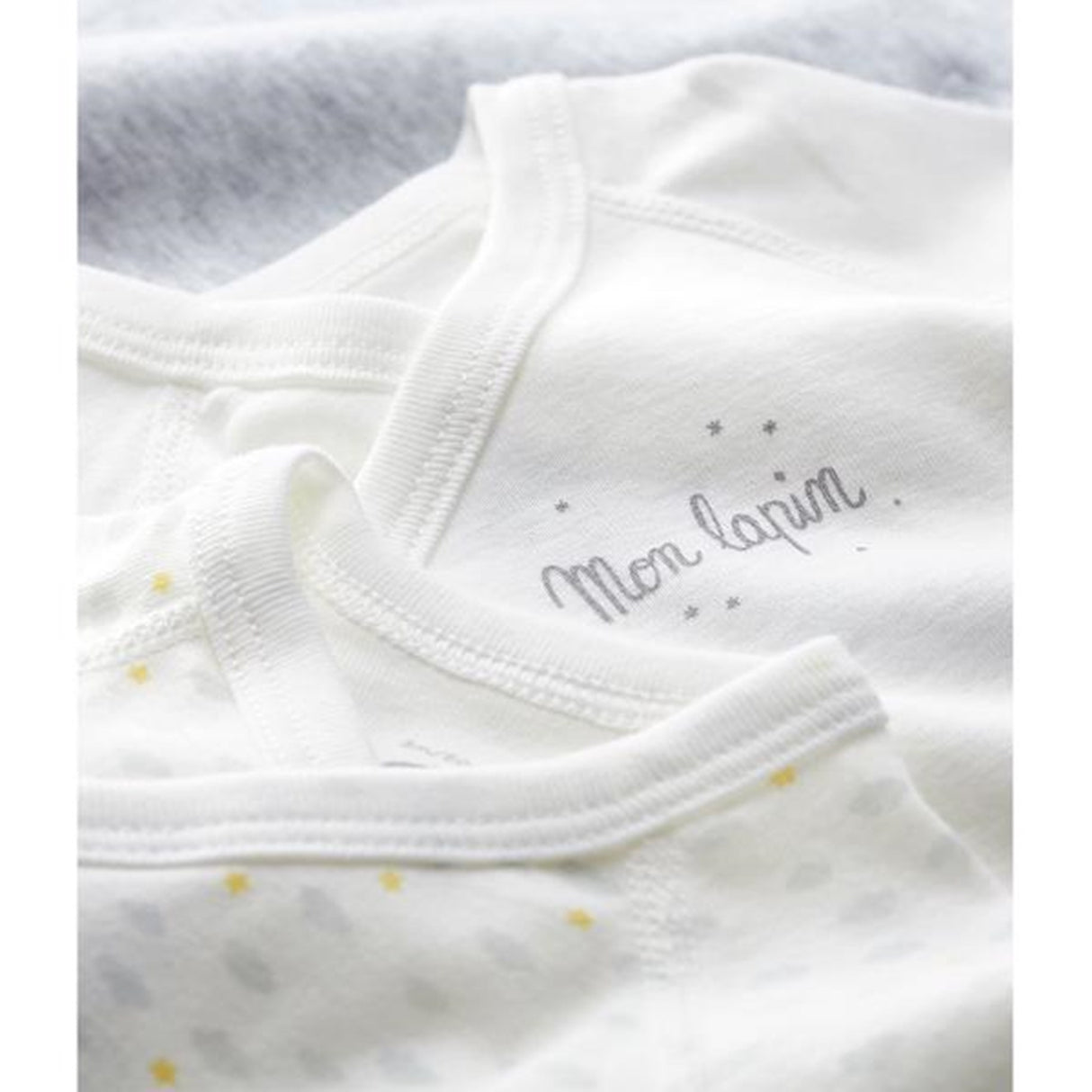 Petit Bateau Bodies ML 3 Pack Clouds White/Grey 3