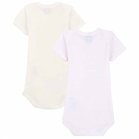 Petit Bateau Bodies 2-pack White/Light Pink Stripes 2